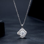925 Sterling Silver Moissanite Pendant Necklace for Women, 39+5cm, Platinum Plated