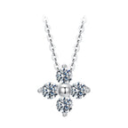 925 Sterling Silver & White Gold Plated Moissanite Necklace 40+5cm for Women