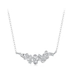 925 Sterling Silver White Gold Plated 40+5cm Necklace with CZ for Women