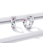 925 Sterling Silver Earrings with Pavé Setting CZ, 1.2*0.5cm, for Women