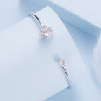 925 Sterling Silver Bracelet with Pavé Setting CZ, Inner Diameter 550mm, 2.0mm Wide, Unisex
