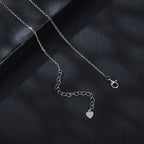 925 Sterling Silver Moissanite Necklace with Pavé Setting, 1 Carat, 400mm Length for Women