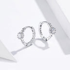925 Sterling Silver Earrings with Pavé Setting CZ - 1cm for Women