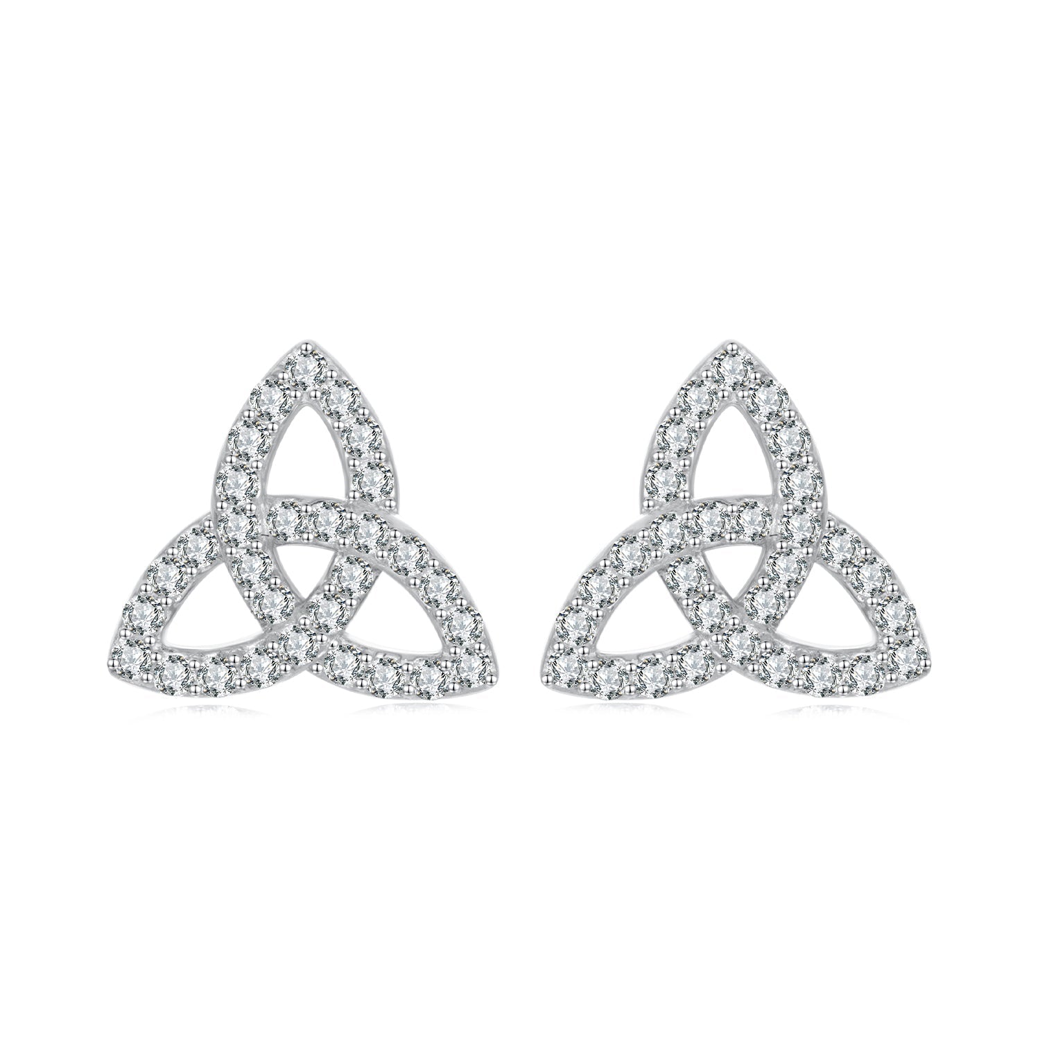 925 Sterling Silver White Gold Plated Pavé CZ Earrings