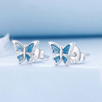 S925 Sterling Silver Earrings with Enamel Process, 6*8mm, Plated Platinum for Women