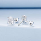 925 Sterling Silver Earrings with Pavé Setting CZ, 0.7*0.5cm, for Women