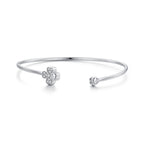 925 Sterling Silver Bracelet with Pavé Setting CZ, Inner Diameter 550mm, 2.0mm Wide, Unisex