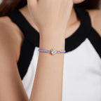 925 Sterling Silver Oxidized Silver Leather 17cm Bracelet