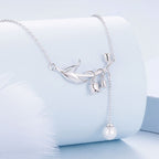 925 Sterling Silver Necklace with Quality Shell Pearl & Platinum Plating, 380mm Length for Women