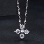 925 Sterling Silver & White Gold Plated Moissanite Necklace 40+5cm for Women