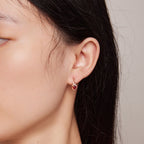 925 Sterling Silver Rose Gold Plated Earrings with CZ in Pavé Setting