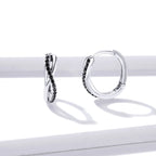 925 Sterling Silver Earrings 1.3*0.4cm with Pavé Setting CZ for Women