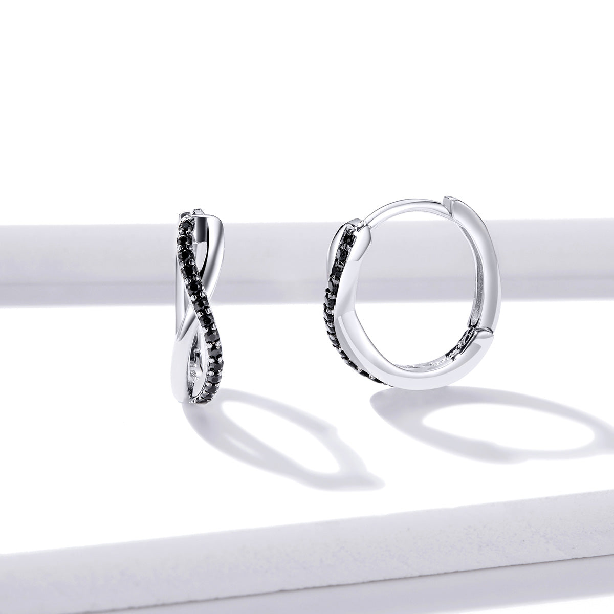 925 Sterling Silver Earrings 1.3*0.4cm with Pavé Setting CZ for Women