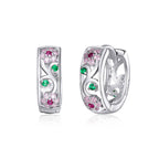 925 Sterling Silver Earrings with Pavé Setting CZ, 1.2*0.5cm, for Women