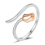 925 Sterling Silver Ring with Rose Gold and Platinum Plating, 0.4*0.6cm for Women