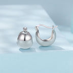 925 Sterling Silver Plated White Gold Earrings 1.4 x 1.0 cm for Women