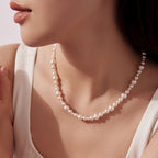 925 Sterling Silver White Gold Plated Necklace with Synthetic Pearls for Women