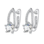 925 Sterling Silver Earrings with CZ Pavé Setting, 1.4*0.62cm for Women