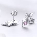 925 Sterling Silver Earrings with Pavé Setting CZ, 1.6*0.7 cm for Women