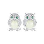 925 Sterling Silver Plated Platinum Luminous Stone Earrings 10*8mm for Women