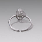 925 Sterling Silver Ring with Transparent Glass and CZ, 0.15cm Width, for Women