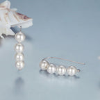 925 Sterling Silver White Gold Plated Earrings with Quality Shell Pearl, 2.1*0.5cm for Women
