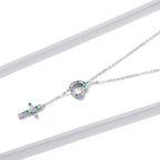 925 Sterling Silver Plated Necklace with Adjustable Length 42.5cm and CZ for Women