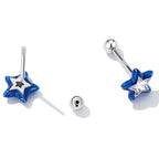 925 Sterling Silver Enamel CZ Stud Earrings in Platinum Plating