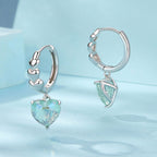925 Sterling Silver Earrings with Transparent Glass, Plated White Gold, Size 23x8.5mm for Women