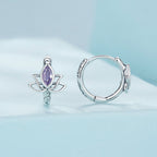 925 Sterling Silver Earrings with Pavé Setting CZ - 1.3x1.0cm - Oxidized Silver for Women