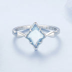 925 Sterling Silver White Gold Plated 1.2x0.9cm Pendant Ring Size 6.0 for Women