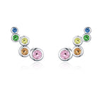 925 Sterling Silver Earrings with Pavé Setting CZ, 0.5x1.2 cm for Women