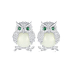 925 Sterling Silver Plated Platinum Luminous Stone Earrings 10*8mm for Women