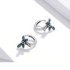 925 Sterling Silver Dragonfly Earrings with CZ and Enamel - 0.9 cm for Women