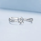 925 Sterling Silver Platinum Plated 5mm CZ Ring Size 6 for Women