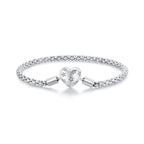 925 Sterling Silver Oxidized Silver Bracelets 17.0 Size with CZ for Women