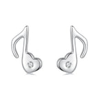 925 Sterling Silver Earrings with Pavé Setting CZ in White Gold Finish, 1x0.7cm for Women