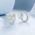 925 Sterling Silver Earrings with Transparent Glass, 12x9mm Size for Women