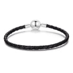 925 Sterling Silver Leather Rope Bracelet 17cm for Men