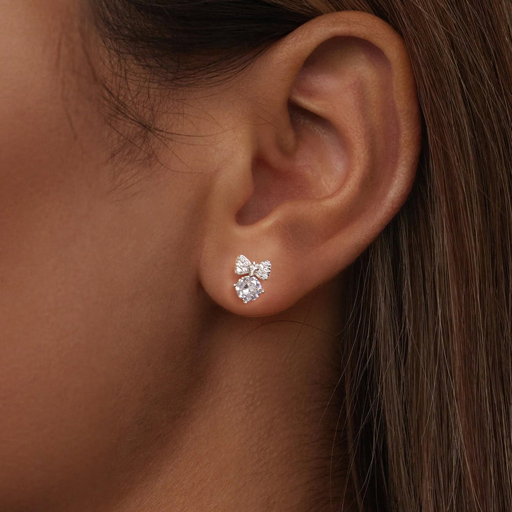 925 Sterling Silver Earrings with CZ and White Gold Plating for Women