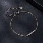 925 Sterling Silver Moissanite Bracelet for Women, Plated White Gold, 15+6cm