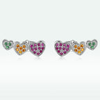 925 Sterling Silver Earrings with Pavé Setting and Plated Platinum, Size: 0.5*1.3cm, Women