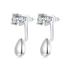 925 Sterling Silver Plated White Gold Earrings with Pavé Setting CZ