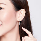 925 Sterling Silver Earrings with CZ and Platinum Plating, 2.3*0.8 cm