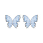 925 Sterling Silver Enamel White Gold Plated Earrings for Women - 1.0x1.2cm
