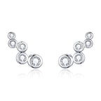 925 Sterling Silver Earrings with Pavé Setting CZ, 0.5x1.2 cm for Women
