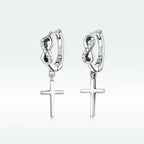 925 Sterling Silver Earrings with Pavé Setting CZ in Oxidized Finish