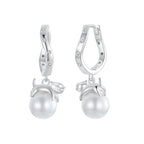 925 Sterling Silver Earrings with Quality Shell Pearl and CZ for Women