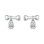 925 Sterling Silver Earrings with Pavé Setting CZ in Oxidized Silver