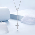 925 Sterling Silver White Gold Plated Necklace with CZ Pavé Setting for Women
